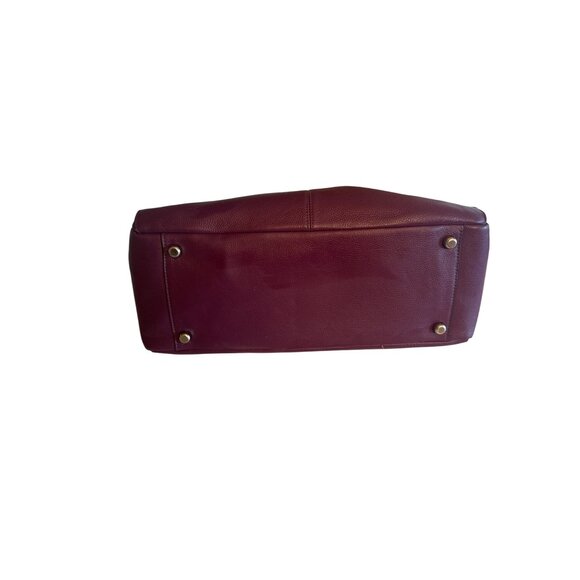 Coach Burgundy Purple Leather Satchel Snake Print Handles Crossbody Strap - Picture 5 of 6